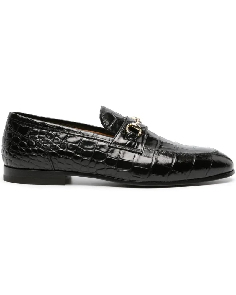 Scarosso Loafer mit Kroko-Effekt - Schwarz Schwarz