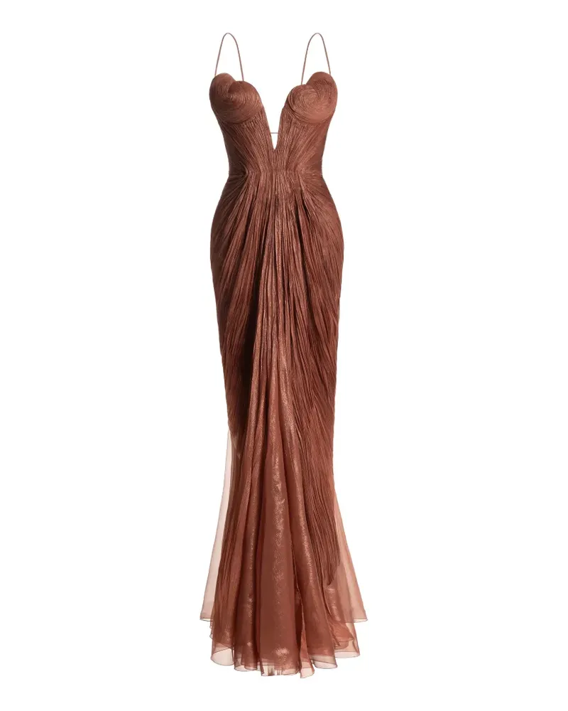 Maria Lucia Hohan Cecilia Maxikleid mit V-Ausschnitt - Braun Braun