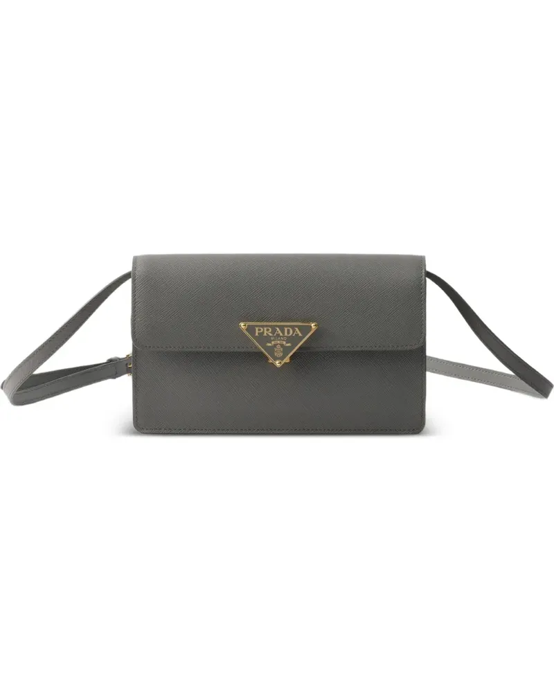 Prada Mini Embleme Tasche mit Klappe - Grau Grau