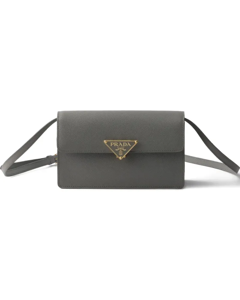 Prada Mini Embleme Tasche mit Klappe - Grau Grau