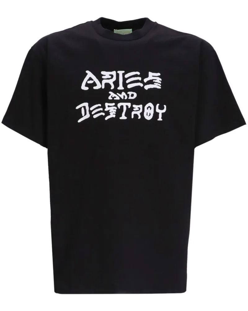 Aries Vintage  and Destroy T-Shirt Schwarz