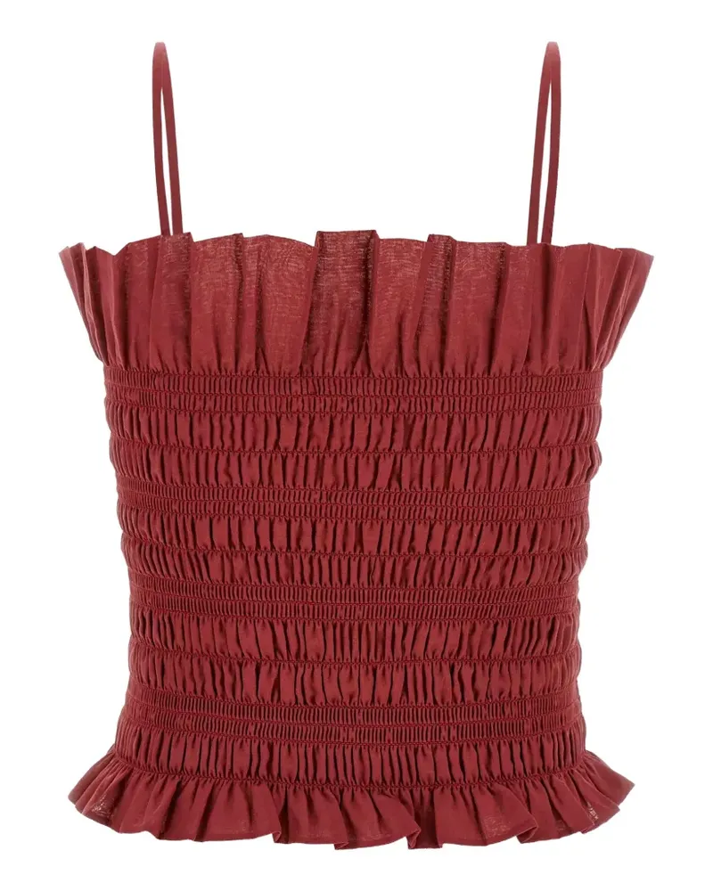 ANDAMANE Suri smocked ruffled top - Rot Rot