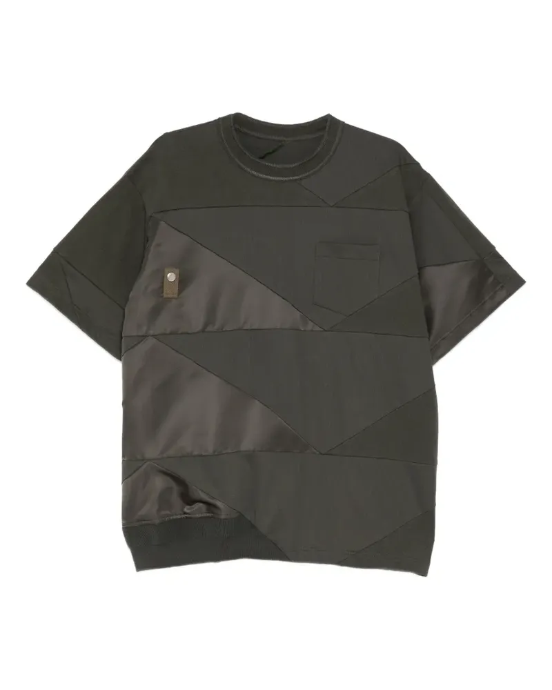 Sacai T-Shirt im Patchwork-Look - Grün Grün