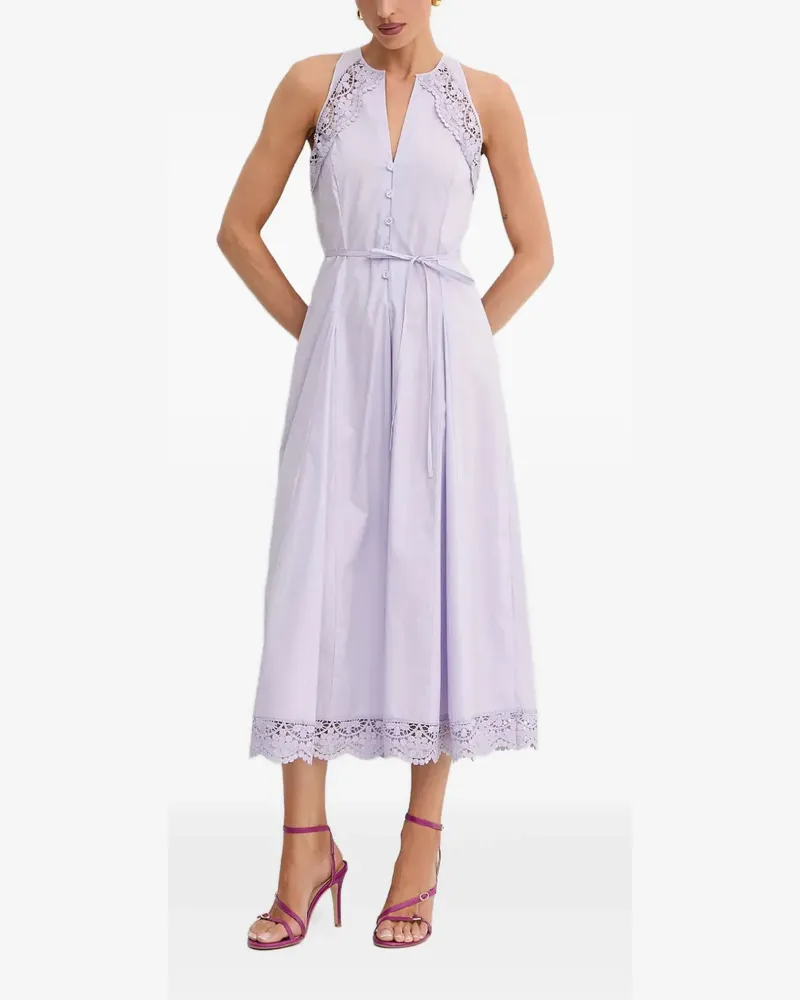 Twin-Set Midikleid mit Spitzendetail - Violett Violett
