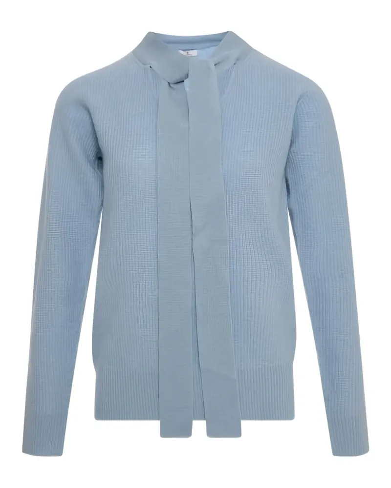 Fracomina Gerippter Pullover mit Schleifenverschluss - Blau Blau