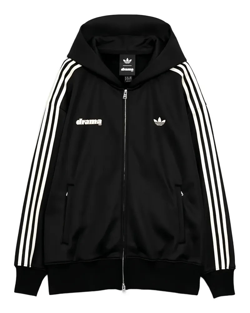 adidas zip up striped hood - Schwarz Schwarz