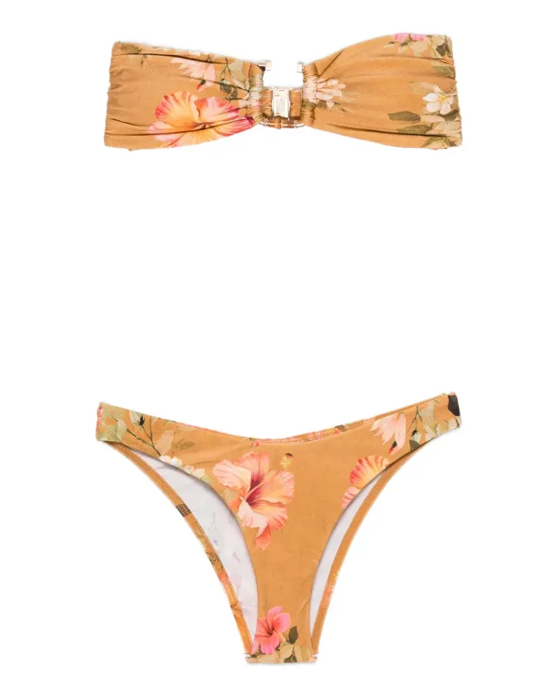 Zimmermann Mahon Bamboo floral-print bikini - Nude Nude