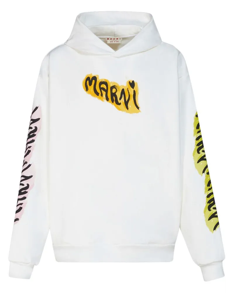 Marni Hoodie mit Graffiti-Print Weiß