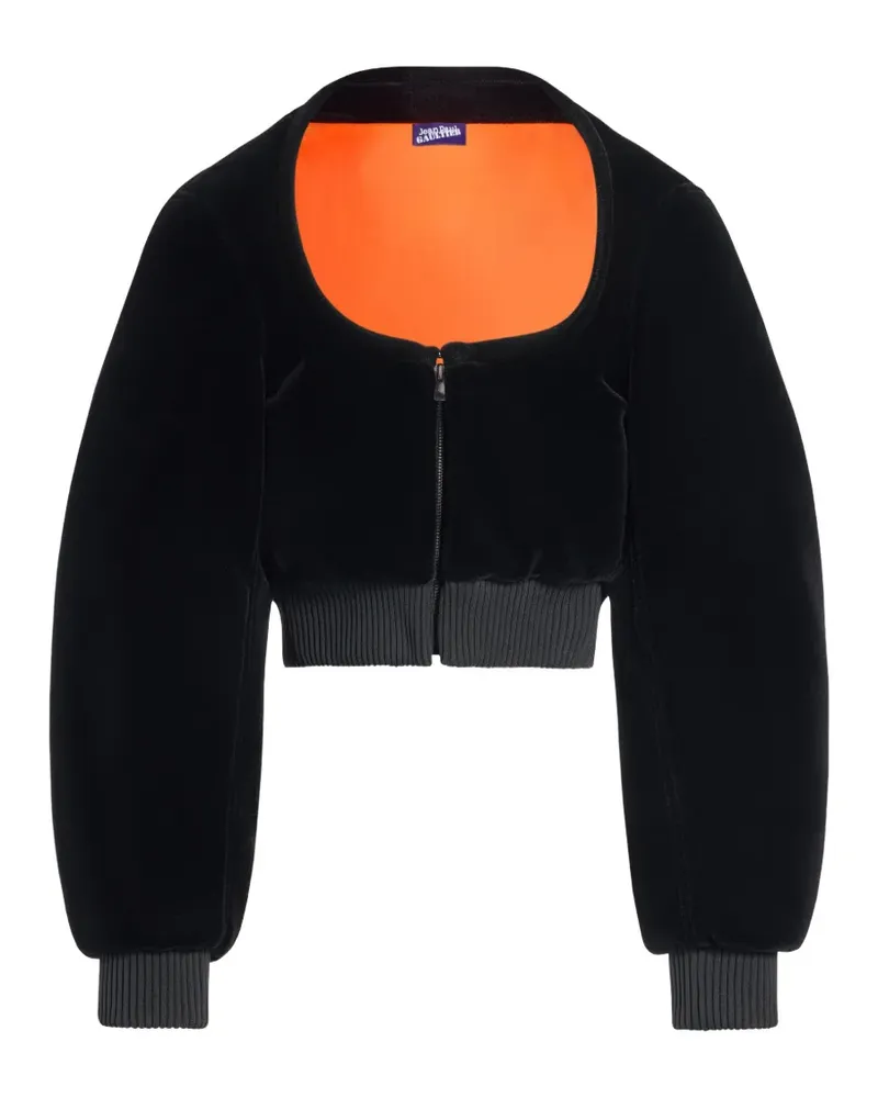 Jean Paul Gaultier Kastige Cropped-Bomberjacke - Schwarz Schwarz