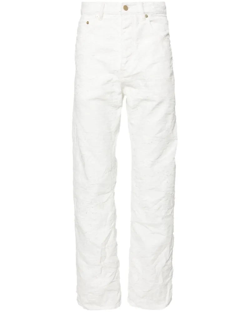PURPLE BRAND Gerade P011 Jeans in Distressed-Optik Weiß
