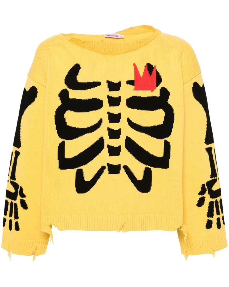 Charles Jeffrey Loverboy Pullover mit Intarsien-Motiv Gelb