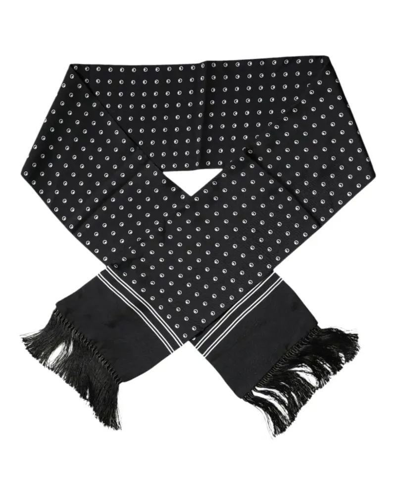 Dolce & Gabbana Polka-Dot-Schal mit Fransensaum - Schwarz Schwarz
