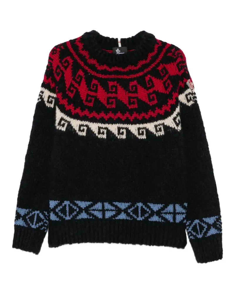 Moncler geometric jacquard-knit sweater - Blau Blau