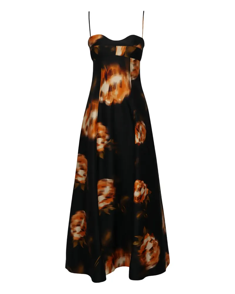 Clea Magdalena Maxikleid mit Blumen - Schwarz Schwarz