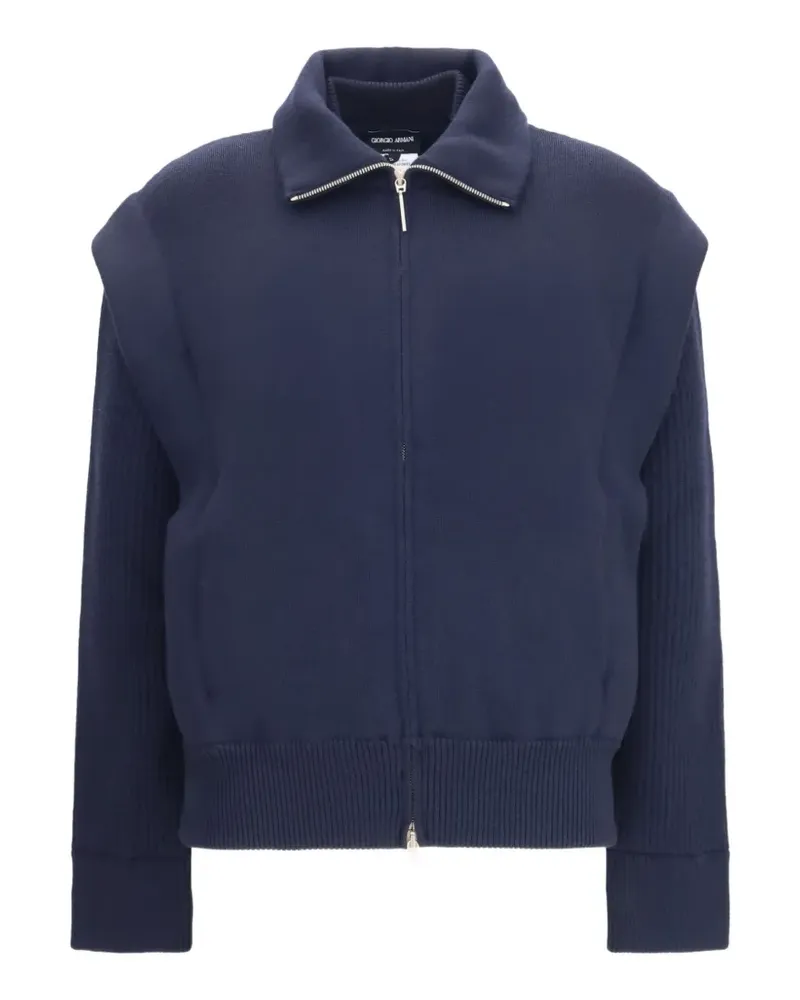Giorgio Armani ribbed-knit panelled jacket - Blau Blau