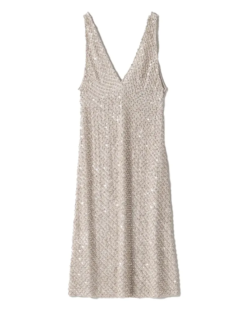 Miu Miu Chiffonkleid mit Stickerei - Nude Nude