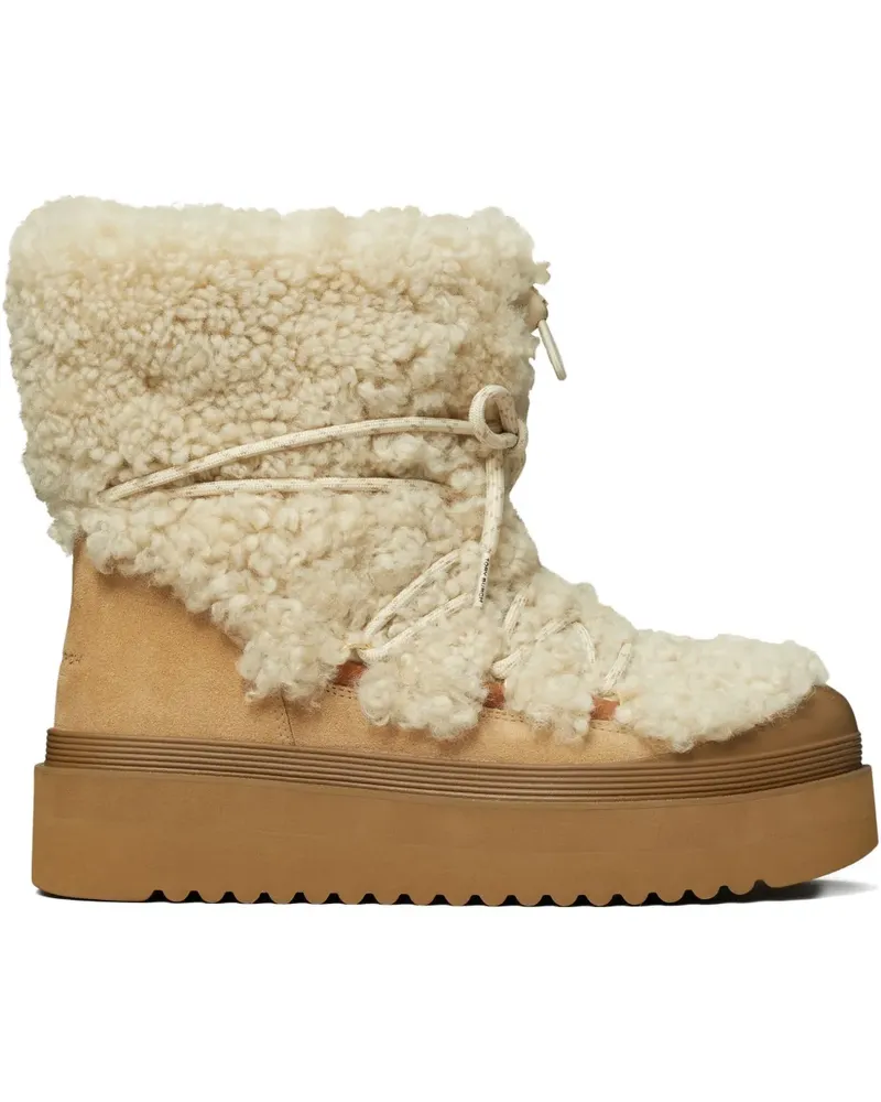 Tory Burch shearling lace-up boot - Nude Nude