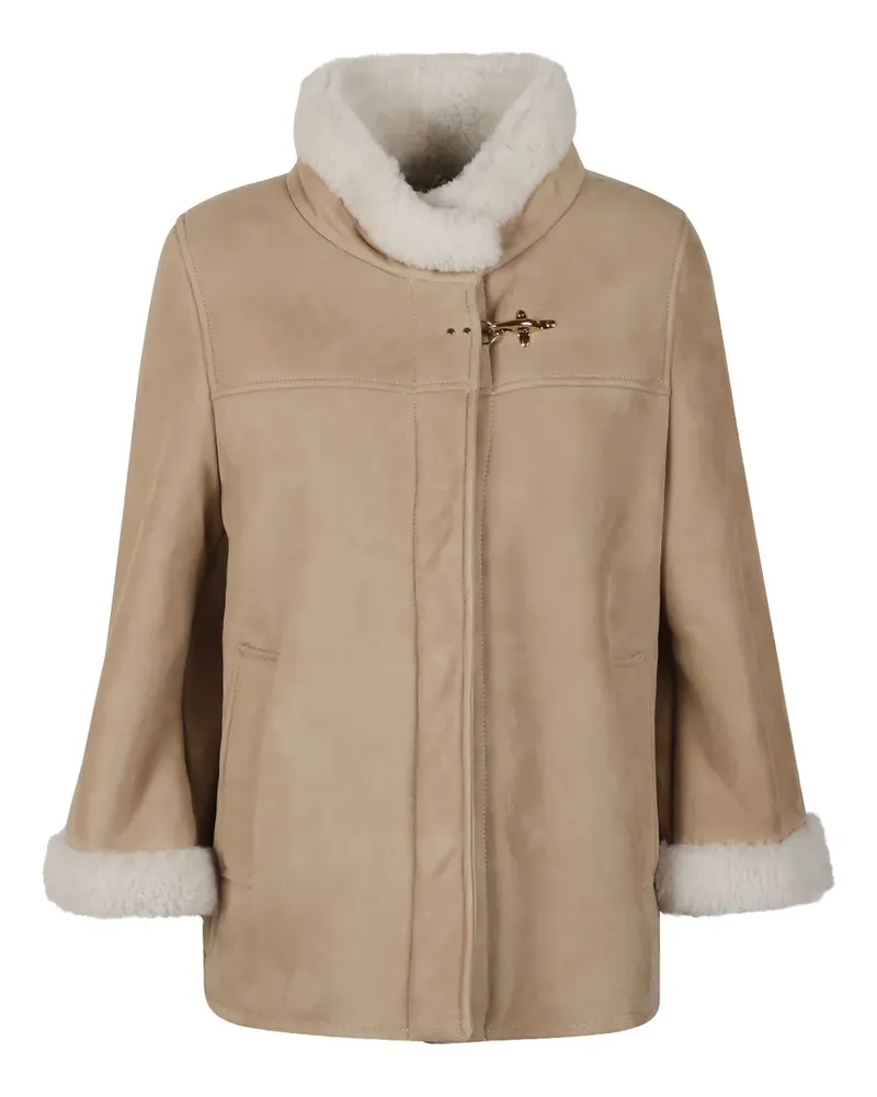 Fay shearling-trim coat - Nude Nude
