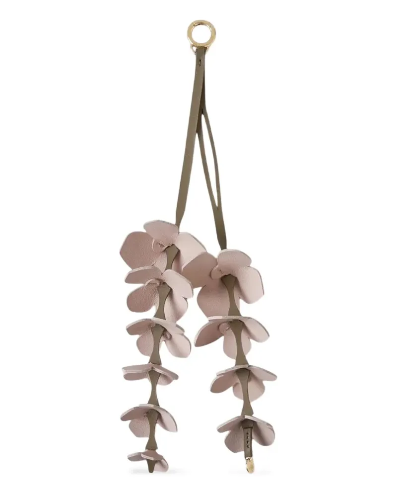 Mulberry Schlüsselanhänger aus Leder mit Blumendetail - Rosa Rosa
