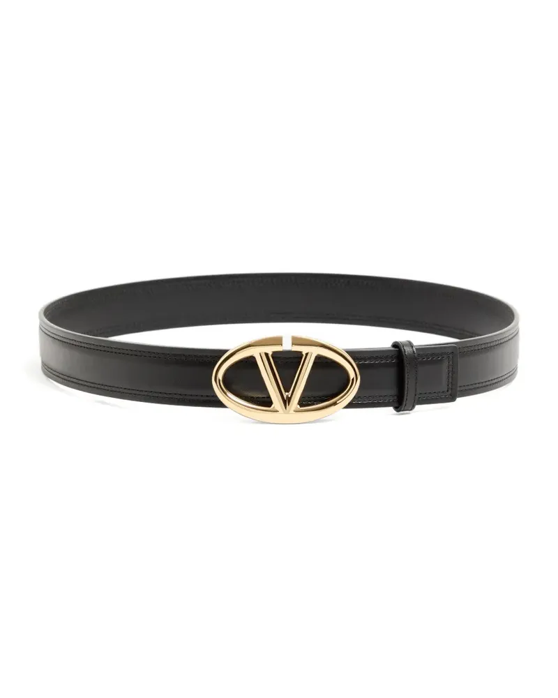 Valentino Garavani VLogo The Bold Edition belt in shiny calfskin 30 mm - Schwarz Schwarz