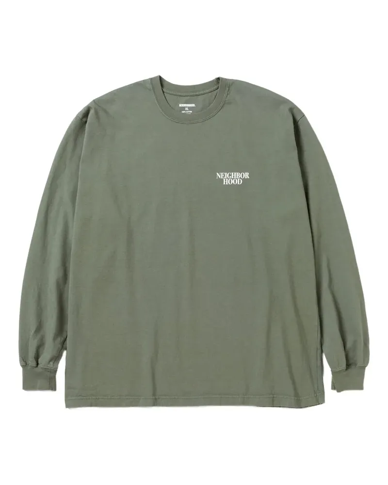 Neighborhood Langarmshirt mit Logo-Stickerei - Grün Grün