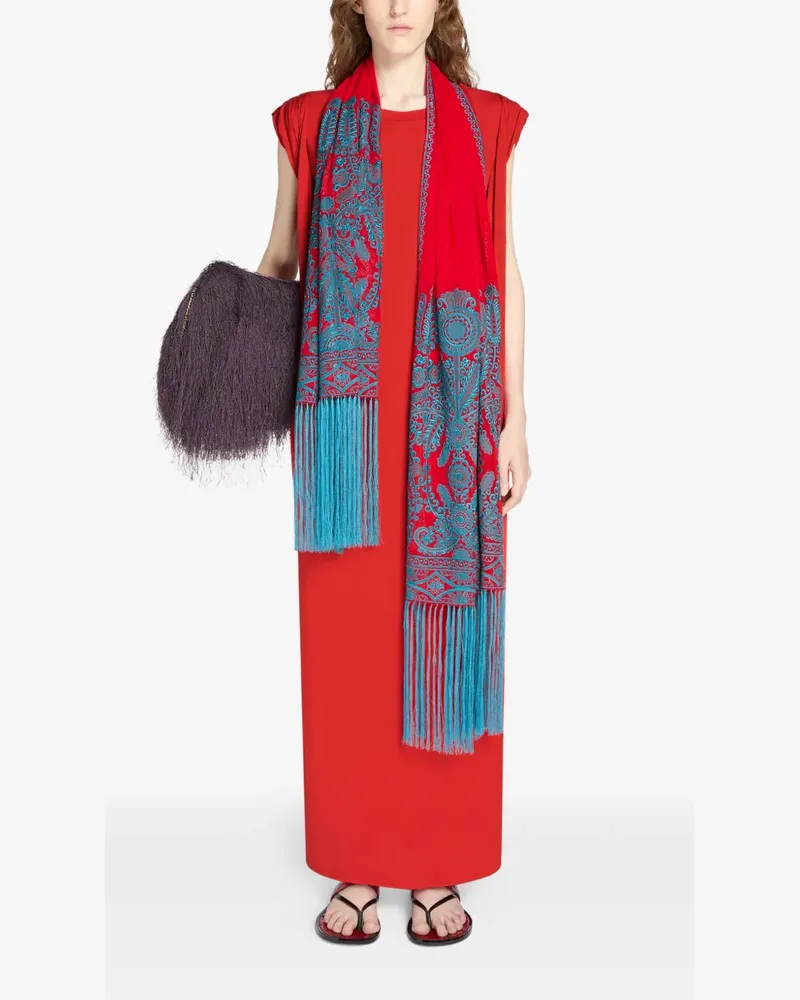 Dries van Noten Schal mit Fransen - Rot Rot