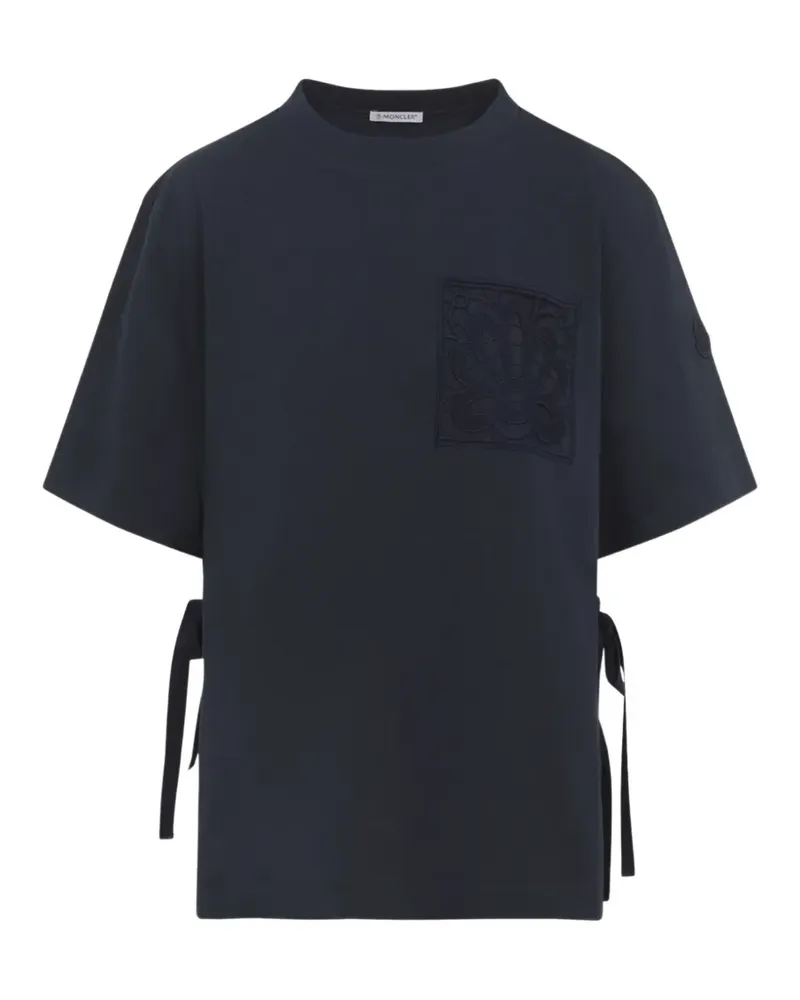 Moncler appliquéd tie-side T-shirt - Blau Blau