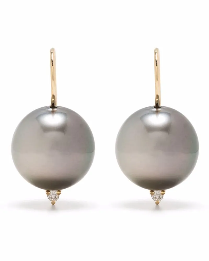 MIZUKI 14kt Goldohrringe mit Perle und einem Diamanten Gold