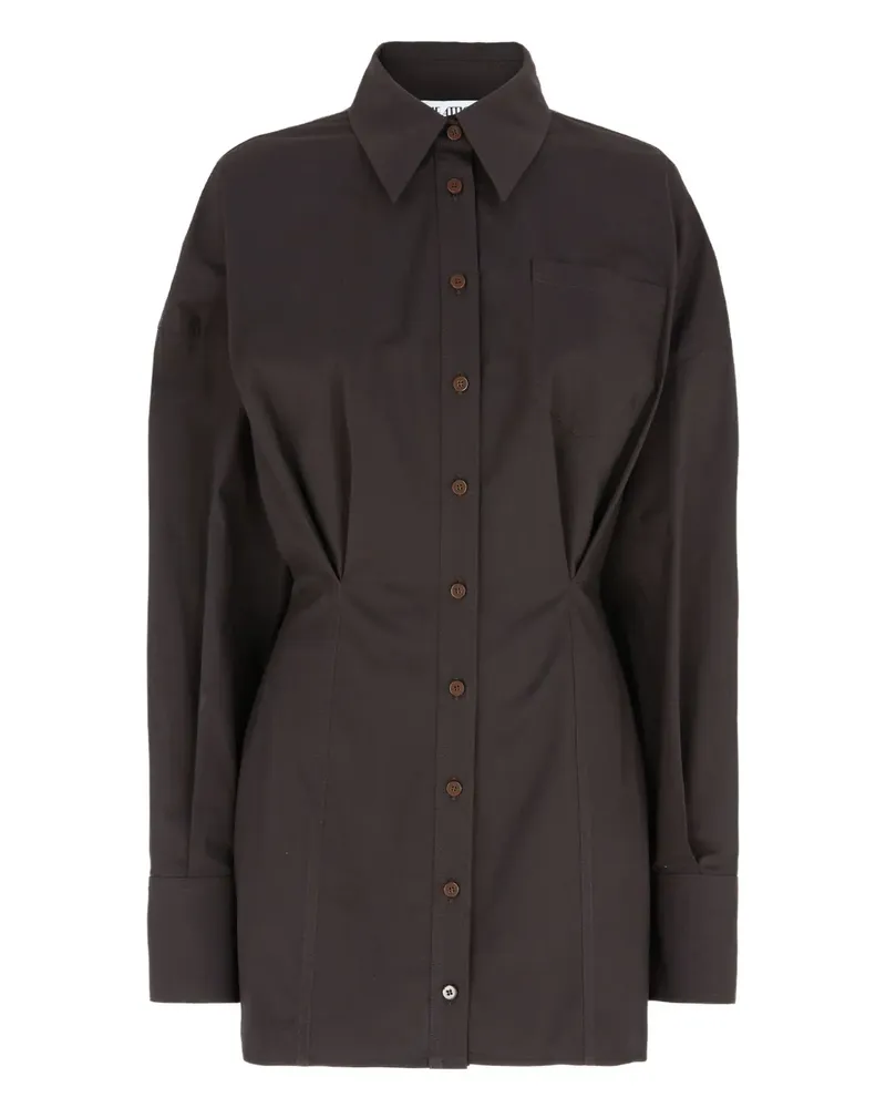ATTICO long-sleeve shirt mini dress - Braun Braun