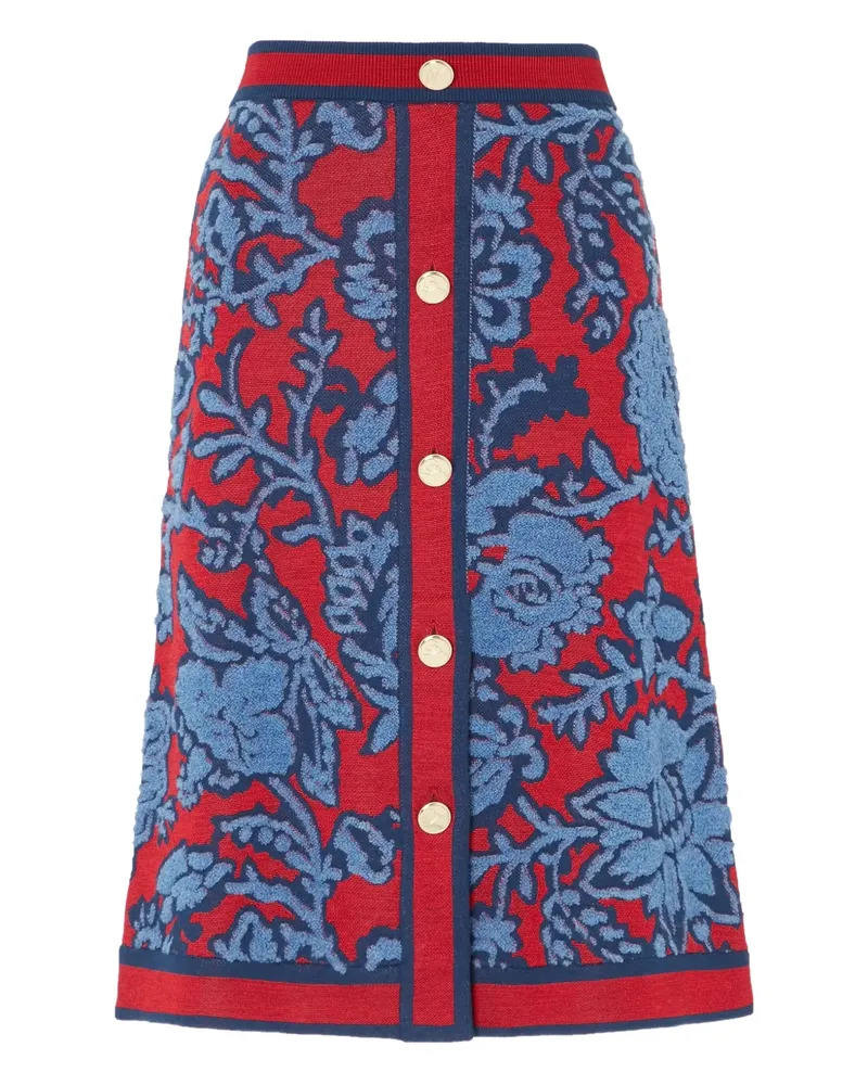 Temperley London Geknöpfter Francis Midirock mit Blumenmuster - Blau Blau