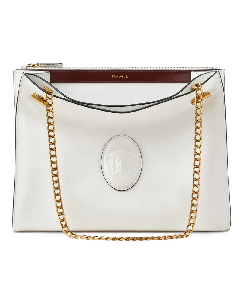 Versace Cabine Schultertasche aus Leder - Weiß Weiß