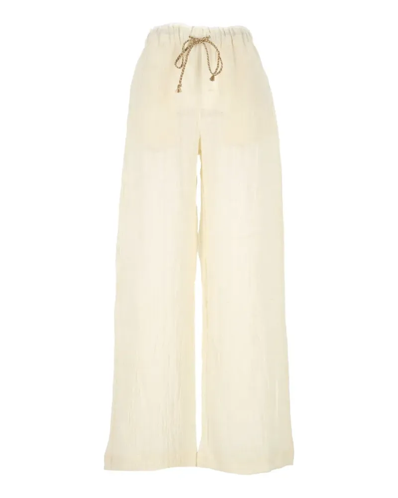 120% Lino drawstring wide-leg trousers - Nude Nude