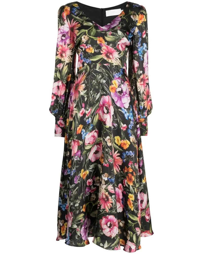JANE Atelier Midikleid mit Blumen-Print - Mehrfarbig Mehrfarbig