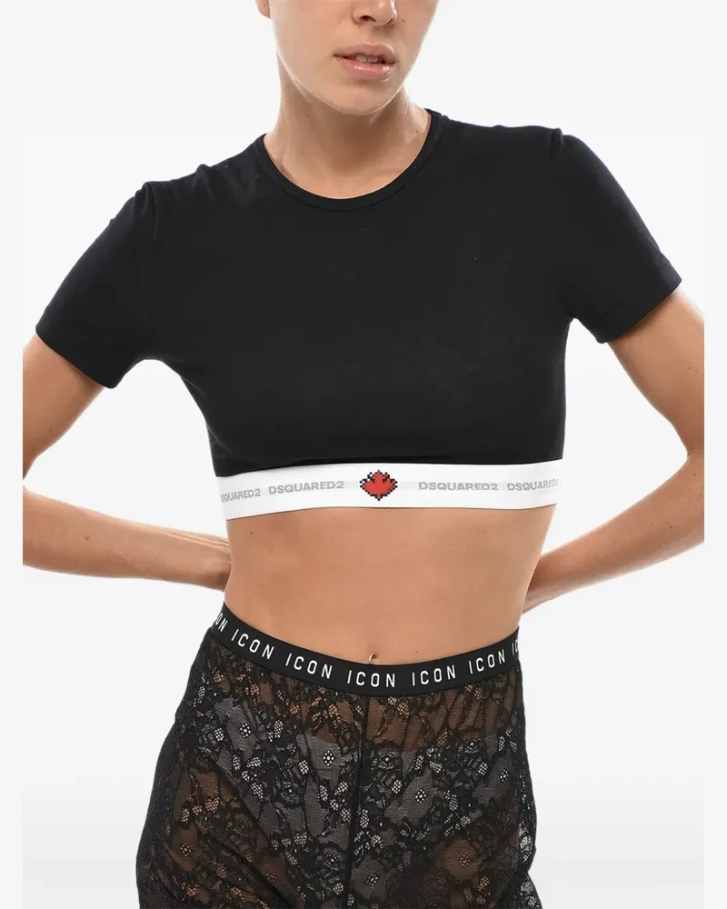 Dsquared2 Cropped-Top mit Logo - Schwarz Schwarz