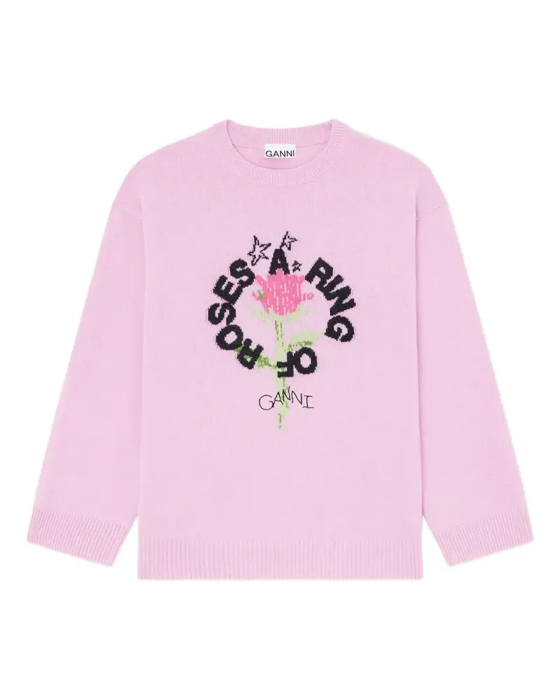 Ganni Ring of Roses Pullover mit rundem Ausschnitt - Rosa Rosa