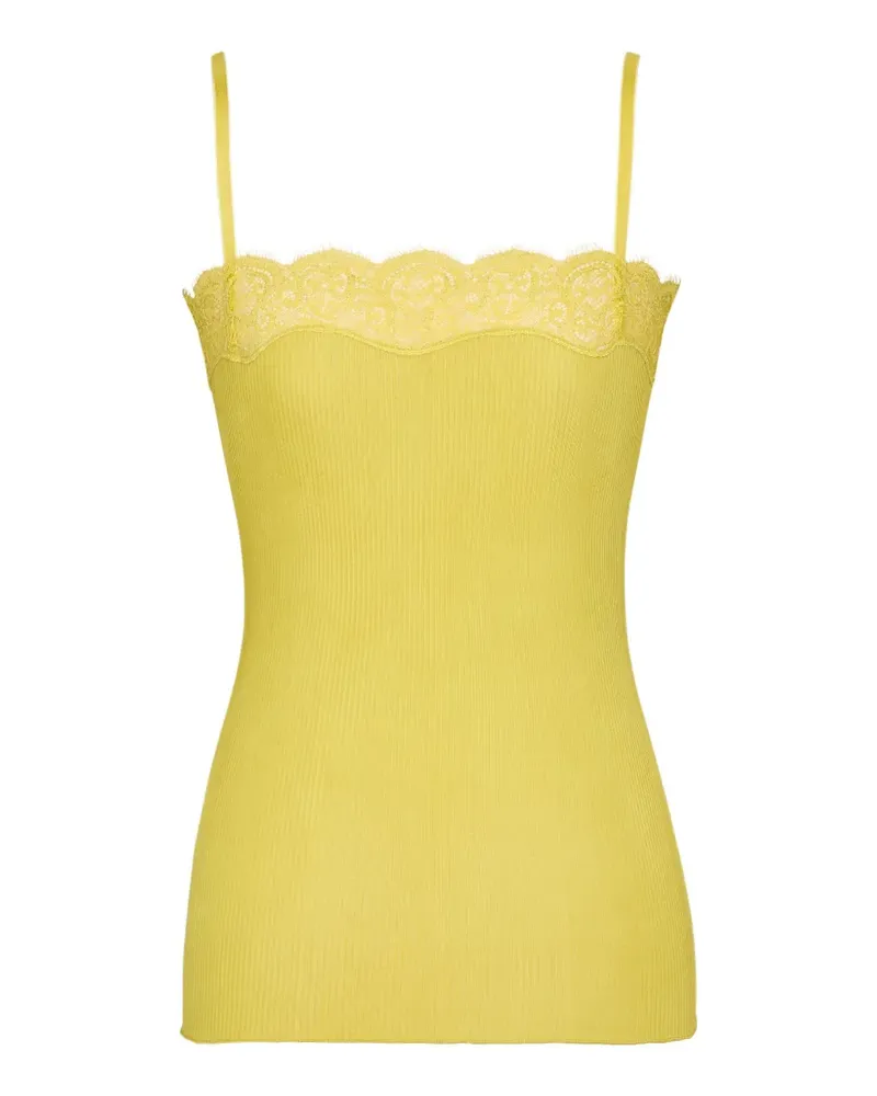 Saint Laurent Tanktop mit Spitzenbesatz und eckigem Ausschnitt - Gelb Gelb