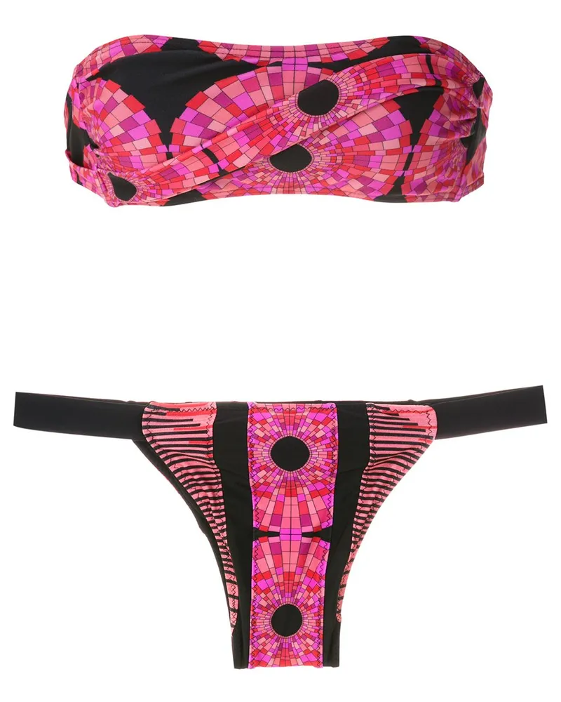 Amir Slama Bikini in Patchwork-Optik - Schwarz Schwarz