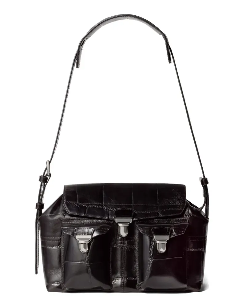 Christophe Lemaire Mittelgroße Gear Kuriertasche mit Kroko-Effekt - Braun Braun