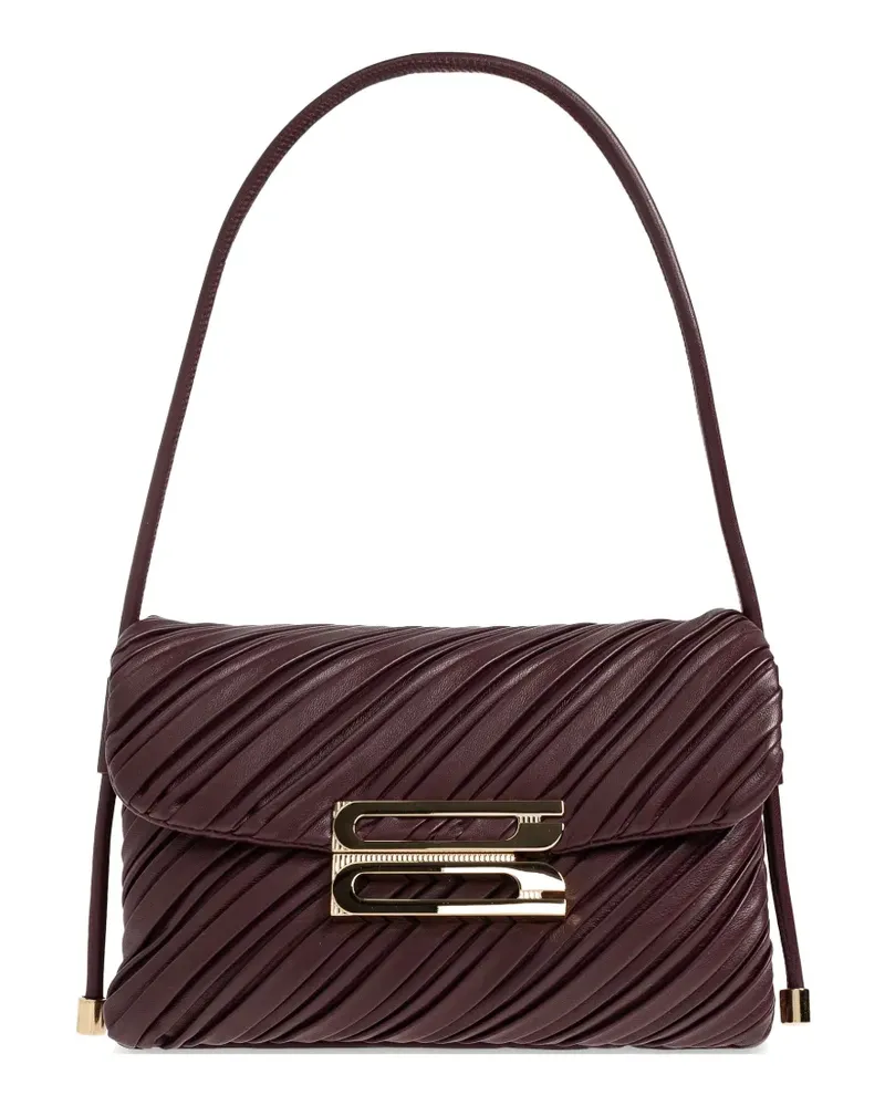 Victoria Beckham Soft Dorian pleated leather shoulder bag - Braun Braun
