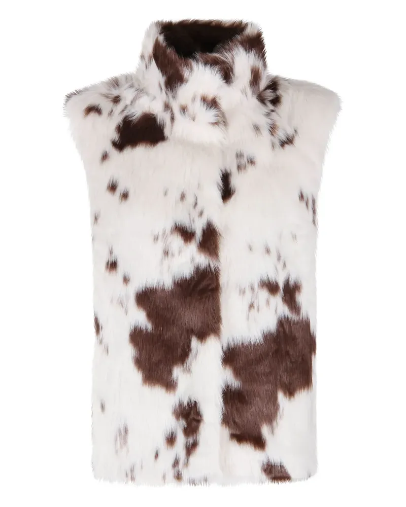 MC2 Saint Barth Ambre Weste aus Faux Fur mit Kuh-Print - Weiß Weiß