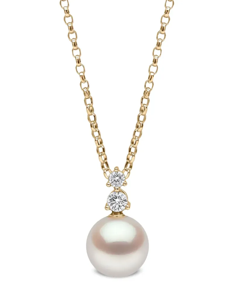 YOKO London 18K yellow gold akoya pearl and diamond pendant Gold