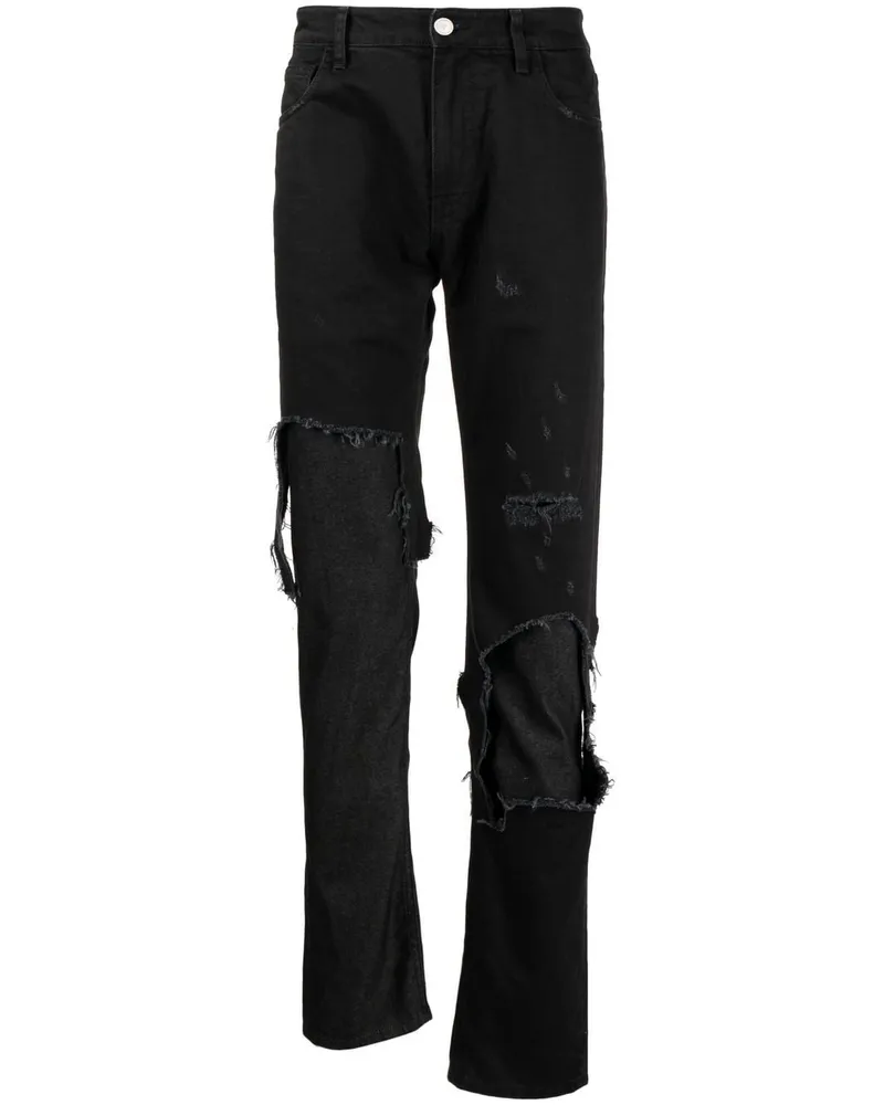 Raf Simons Schmale Jeans im Distressed-Look Schwarz