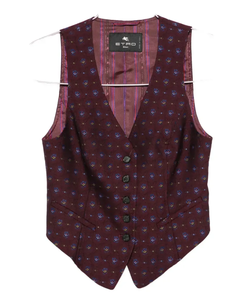 Etro geometric-pattern V-neck waistcoat - Braun Braun