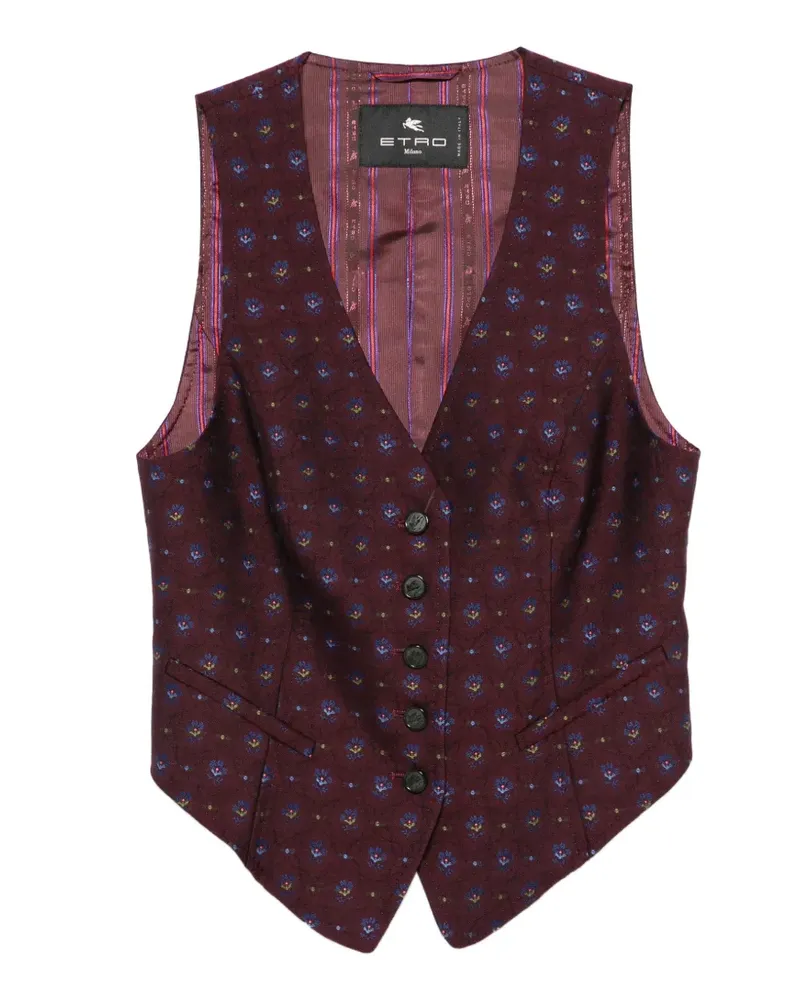 Etro geometric-pattern V-neck waistcoat - Braun Braun