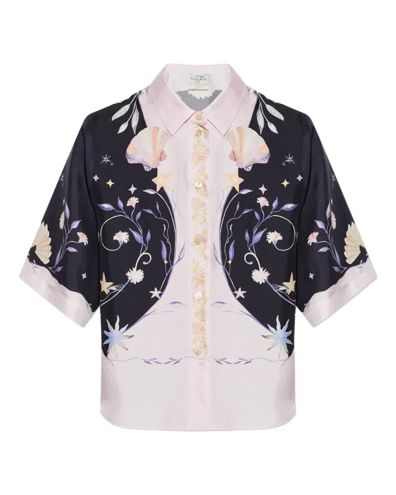 forte_forte seashell-print short-sleeves shirt - Blau Blau