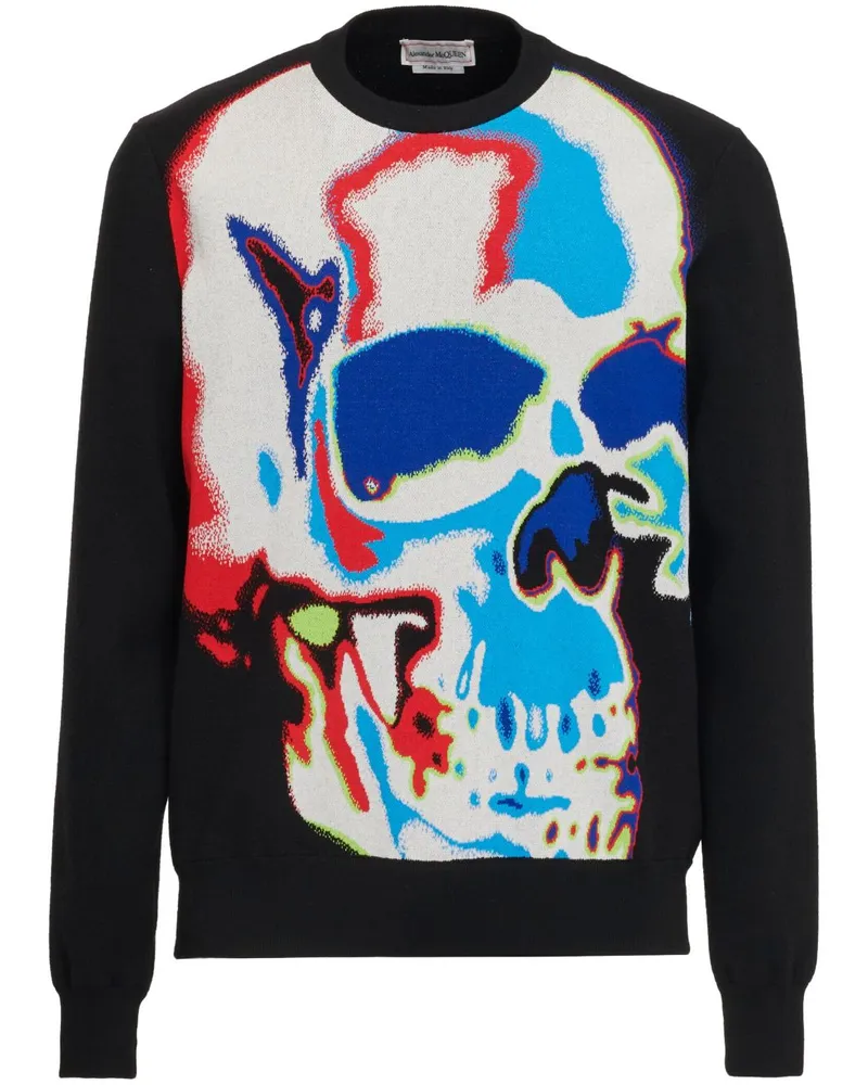 Alexander McQueen Intarsien-Pullover mit Totenkopf - Schwarz Schwarz