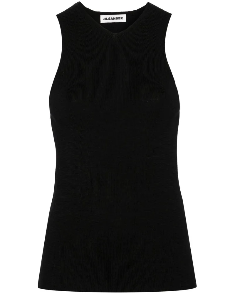 Jil Sander Top mit V-Ausschnitt - Schwarz Schwarz