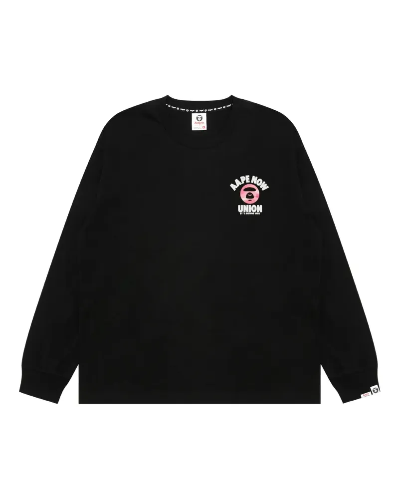 BAPE AAPENOW Langarmshirt mit Grafikprint - Schwarz Schwarz