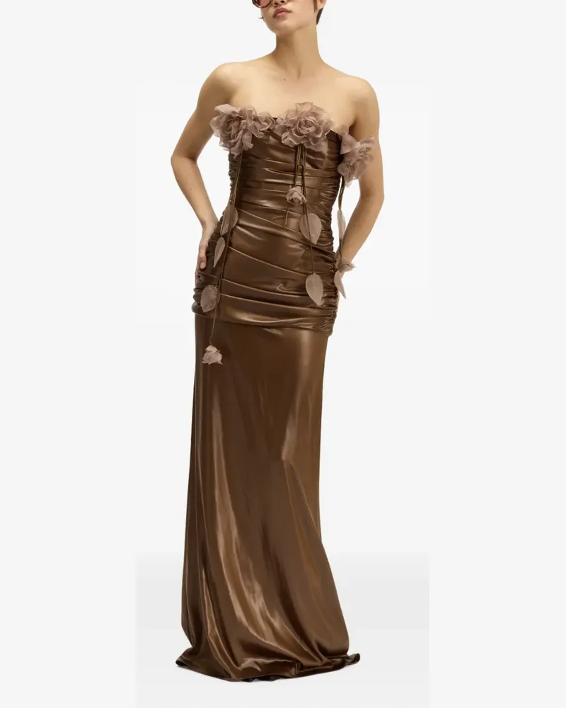 Giuseppe di Morabito Maxikleid mit Blumenapplikation - Braun Braun
