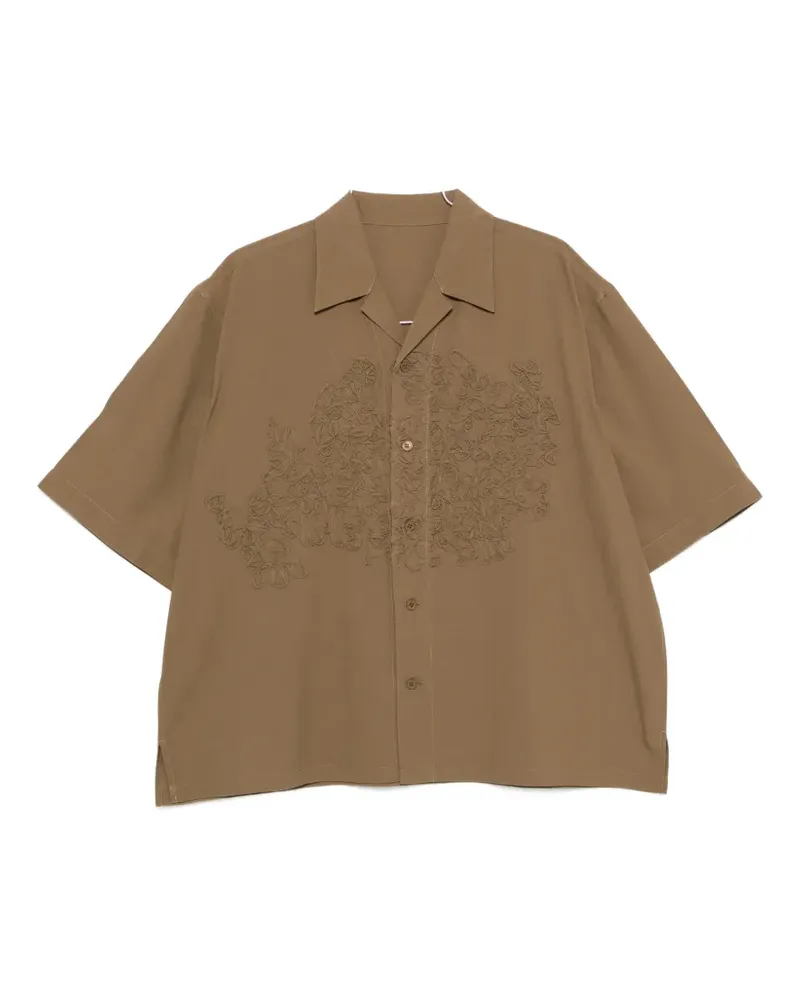 Issey Miyake embroidered short-sleeve shirt - Braun Braun